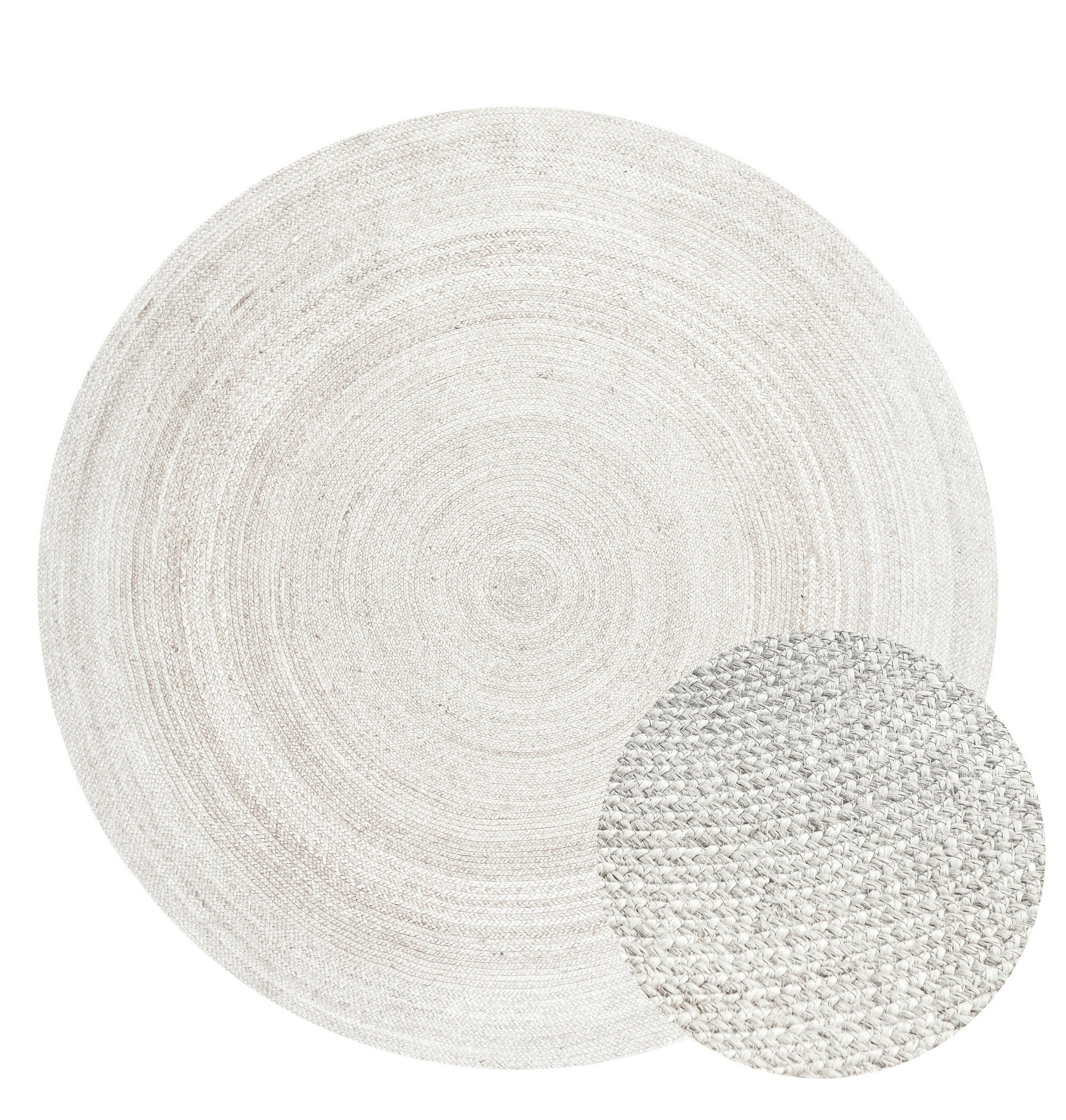 JUTETEPPICH 100 cm Jute Braided Weiß  - Weiß, Basics, Textil (100cm) - Hanse Home