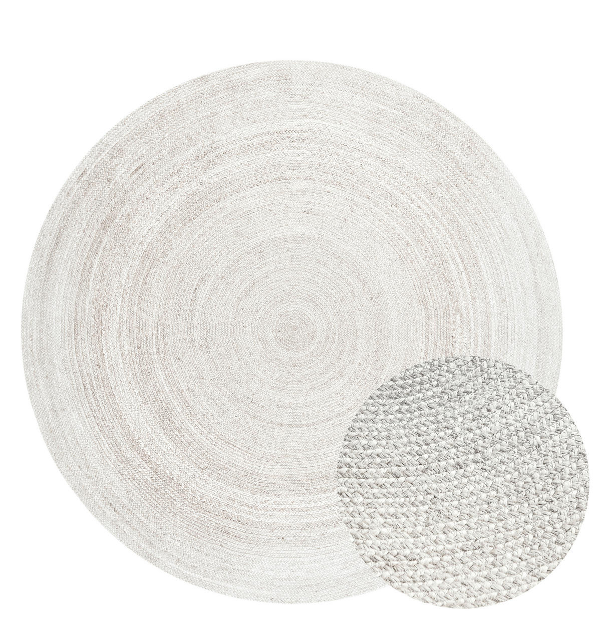 JUTETEPPICH 100 cm Jute Braided Weiß  - Weiß, Basics, Textil (100cm) - Hanse Home