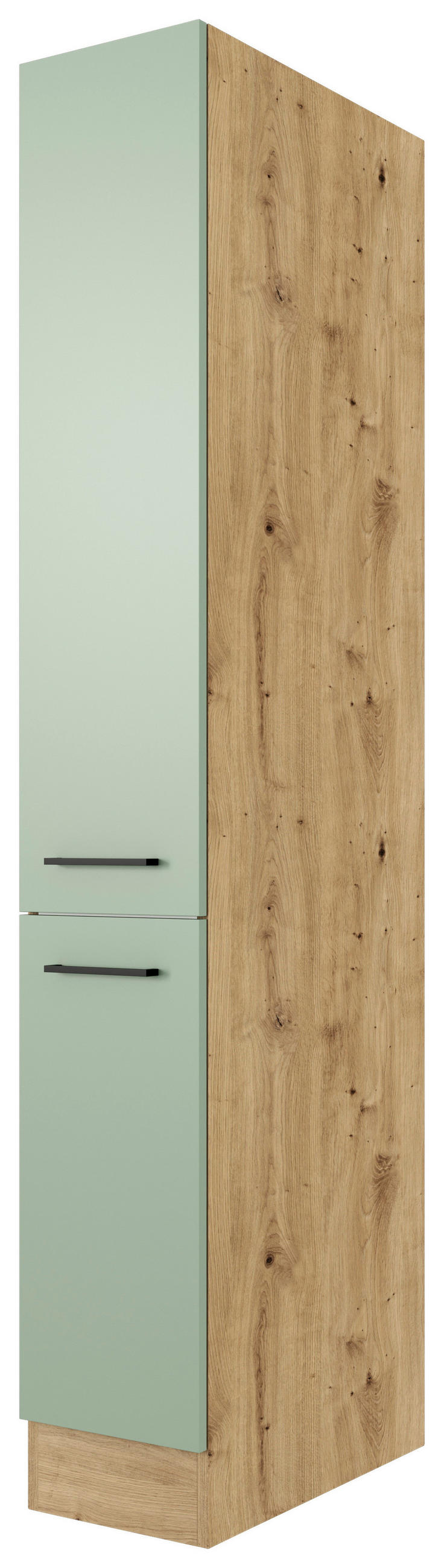 APOTHEKERSCHRANK 30/200/57 cm  in Grün, Eiche Artisan  - Schwarz/Eiche Artisan, KONVENTIONELL, Holzwerkstoff/Metall (30/200/57cm) - FlexWell