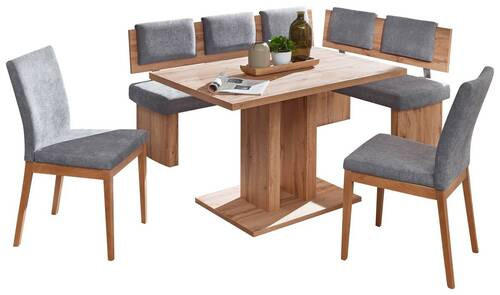 ECKBANKGRUPPE beflockt Grau, Eichefarben  - Eichefarben/Grau, KONVENTIONELL, Textil (120/80/76cm) - Cantus