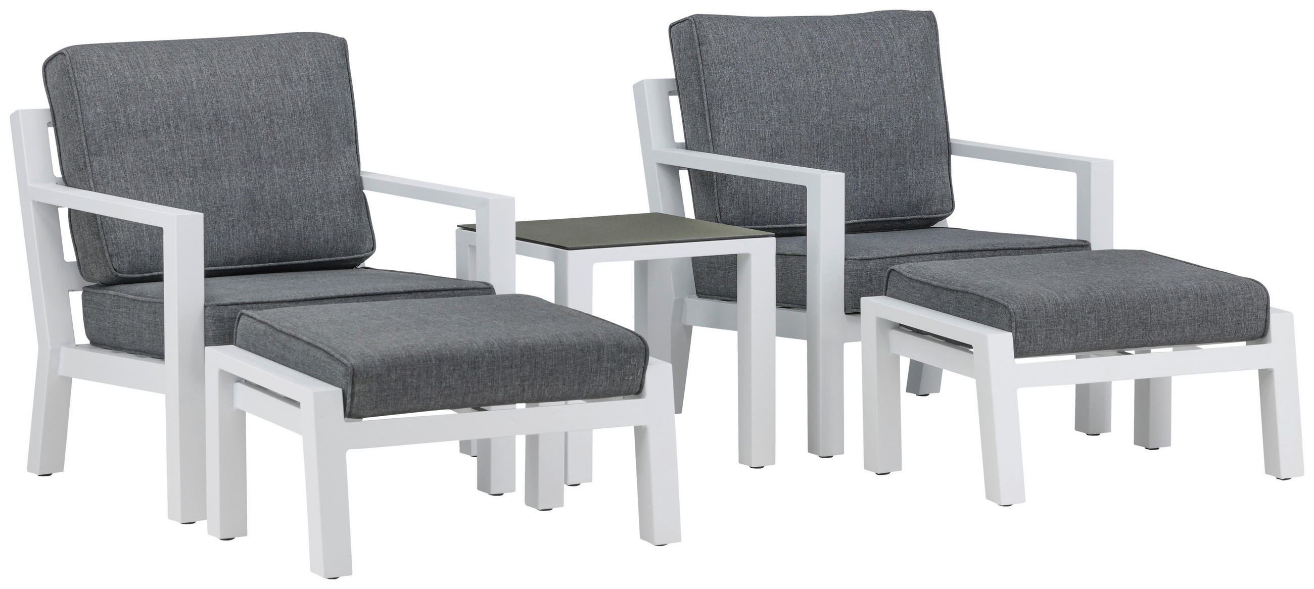 LOUNGEGRUPP aluminium  - vit/grå, Basics, metall/textil
