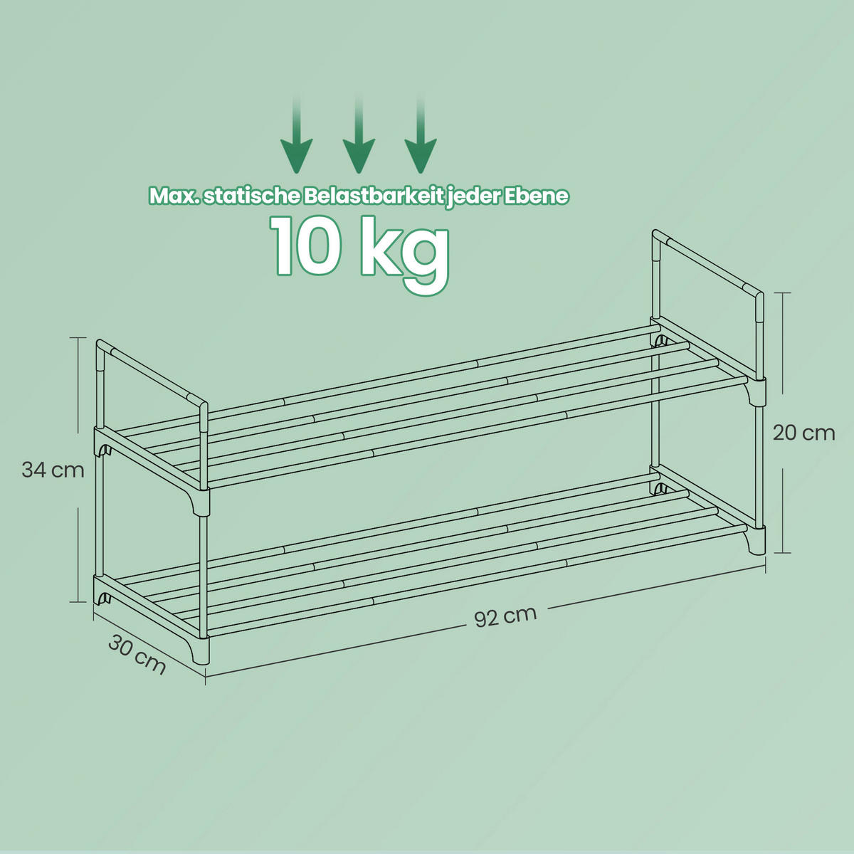 SCHUHREGAL Schwarz  - Schwarz, Basics, Kunststoff/Metall (92/34/30cm)