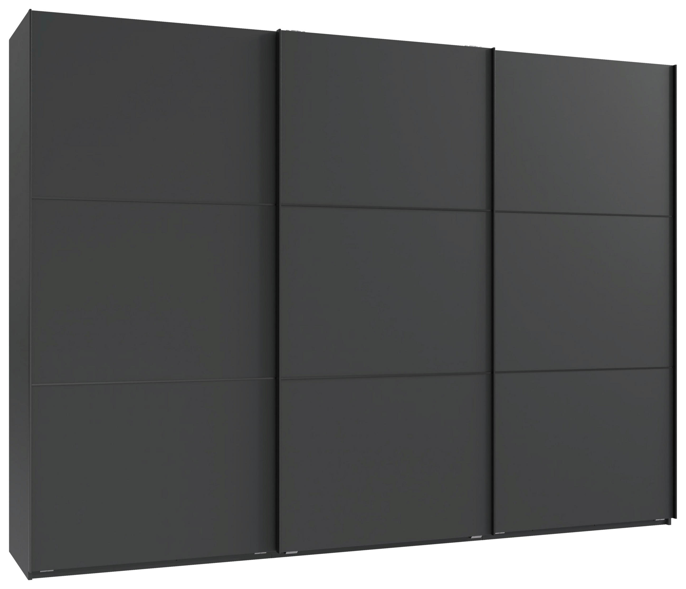 SCHWEBETÜRENSCHRANK 300/216/65 cm 3-türig Graphitfarben, Schwarz  - Schwarz/Graphitfarben, KONVENTIONELL, Holzwerkstoff/Metall (300/216/65cm) - Stylife