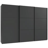 SCHWEBETÜRENSCHRANK 300/216/65 cm 3-türig Graphitfarben, Schwarz  - Schwarz/Graphitfarben, KONVENTIONELL, Holzwerkstoff/Metall (300/216/65cm) - Stylife