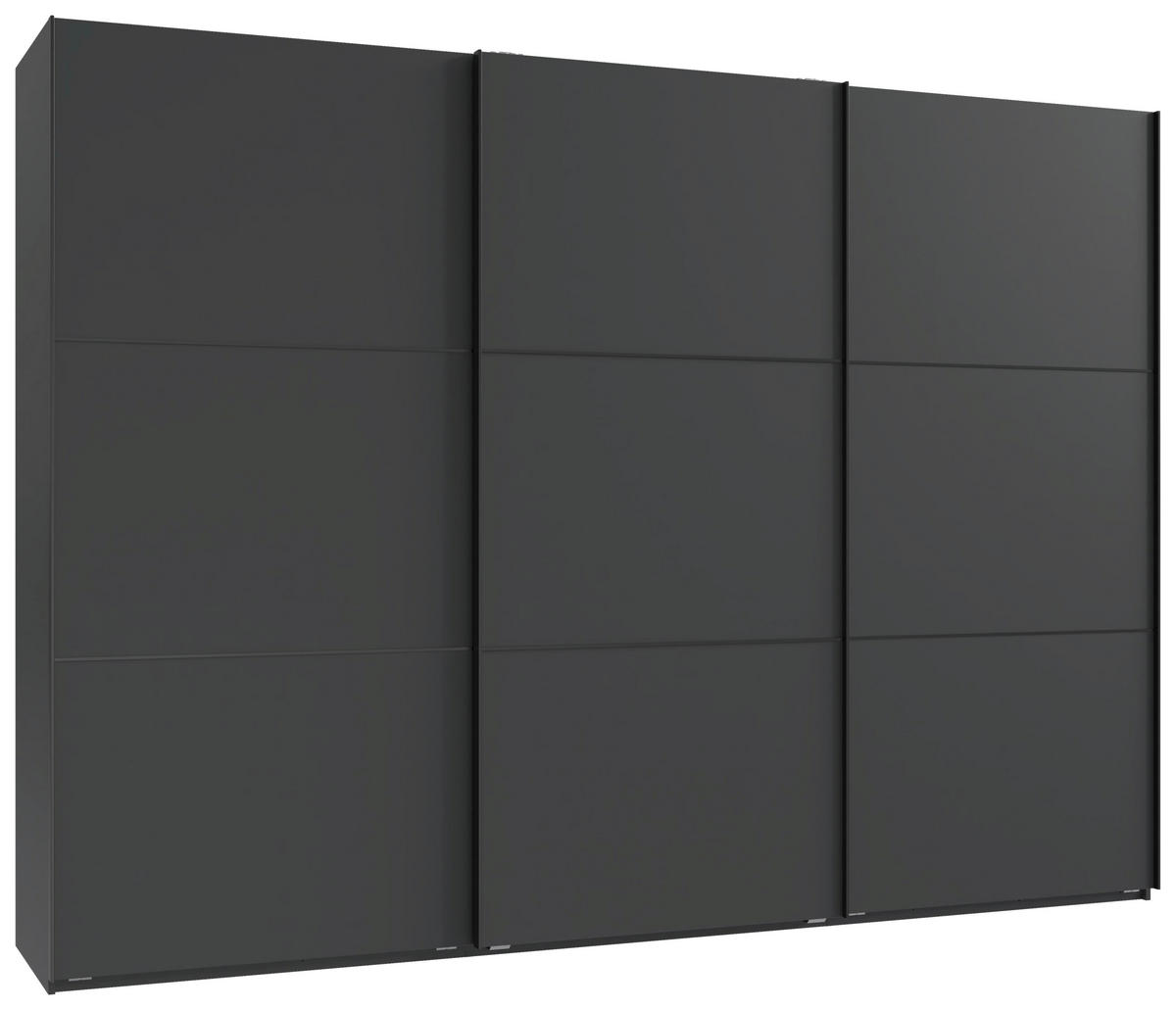 SCHWEBETÜRENSCHRANK 300/216/65 cm 3-türig Graphitfarben, Schwarz  - Schwarz/Graphitfarben, KONVENTIONELL, Holzwerkstoff/Metall (300/216/65cm) - Stylife