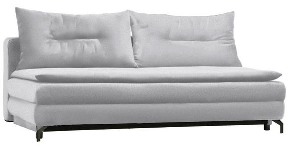 SCHLAFSOFA in Chenille, Plüsch Hellgrau - Hellgrau/Schwarz, MODERN, Textil/Metall (208/73/92/102cm) - Novel