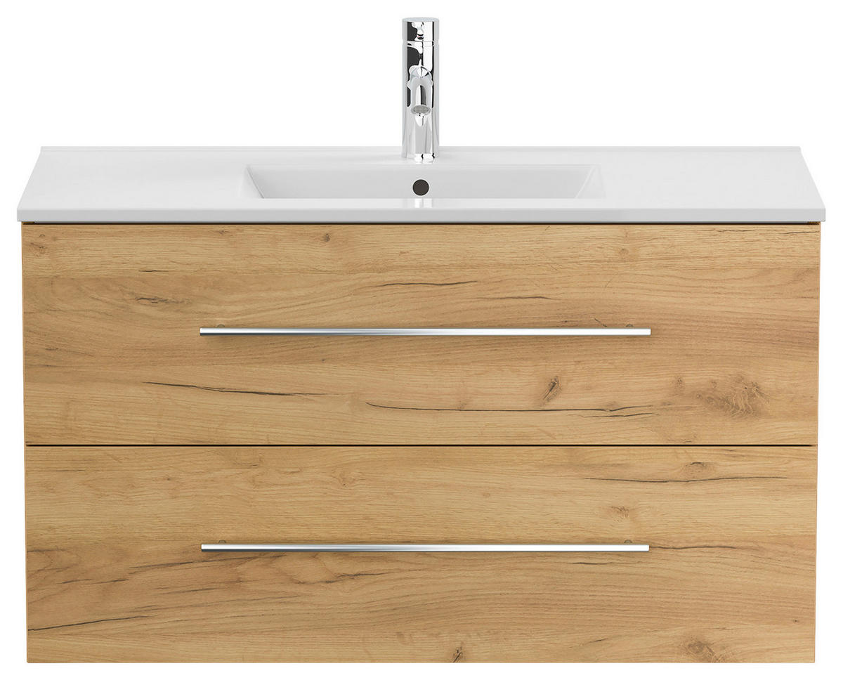 WASCHTISCHKOMBI 101 cm  - Eichefarben/Weiß, Basics, Keramik/Holzwerkstoff (101cm) - MID.YOU