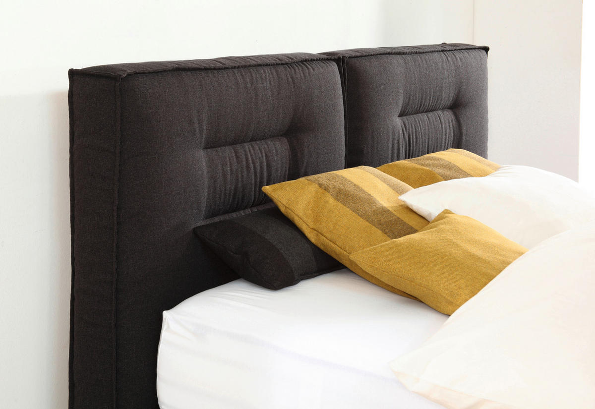 BOXSPRING KREVET 180/200 cm     crna  - crna/boje aluminija, Design, tekstil/metal (180/200cm) - Dieter Knoll