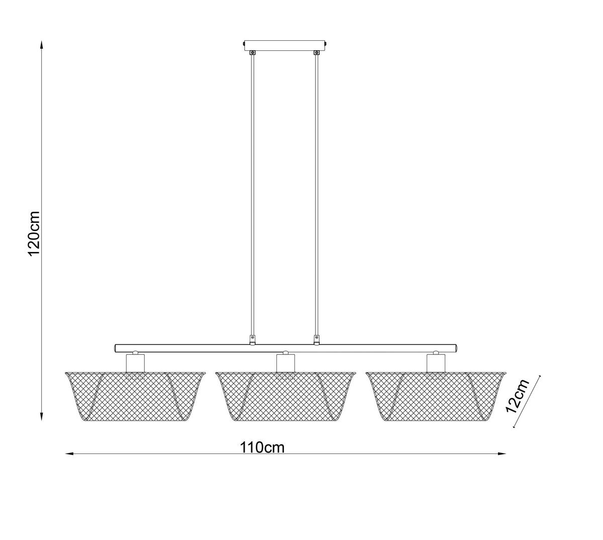 HÄNGELEUCHTE 110/12/120 cm  - Schwarz, Design, Metall (110/12/120cm) - Collet's Monde