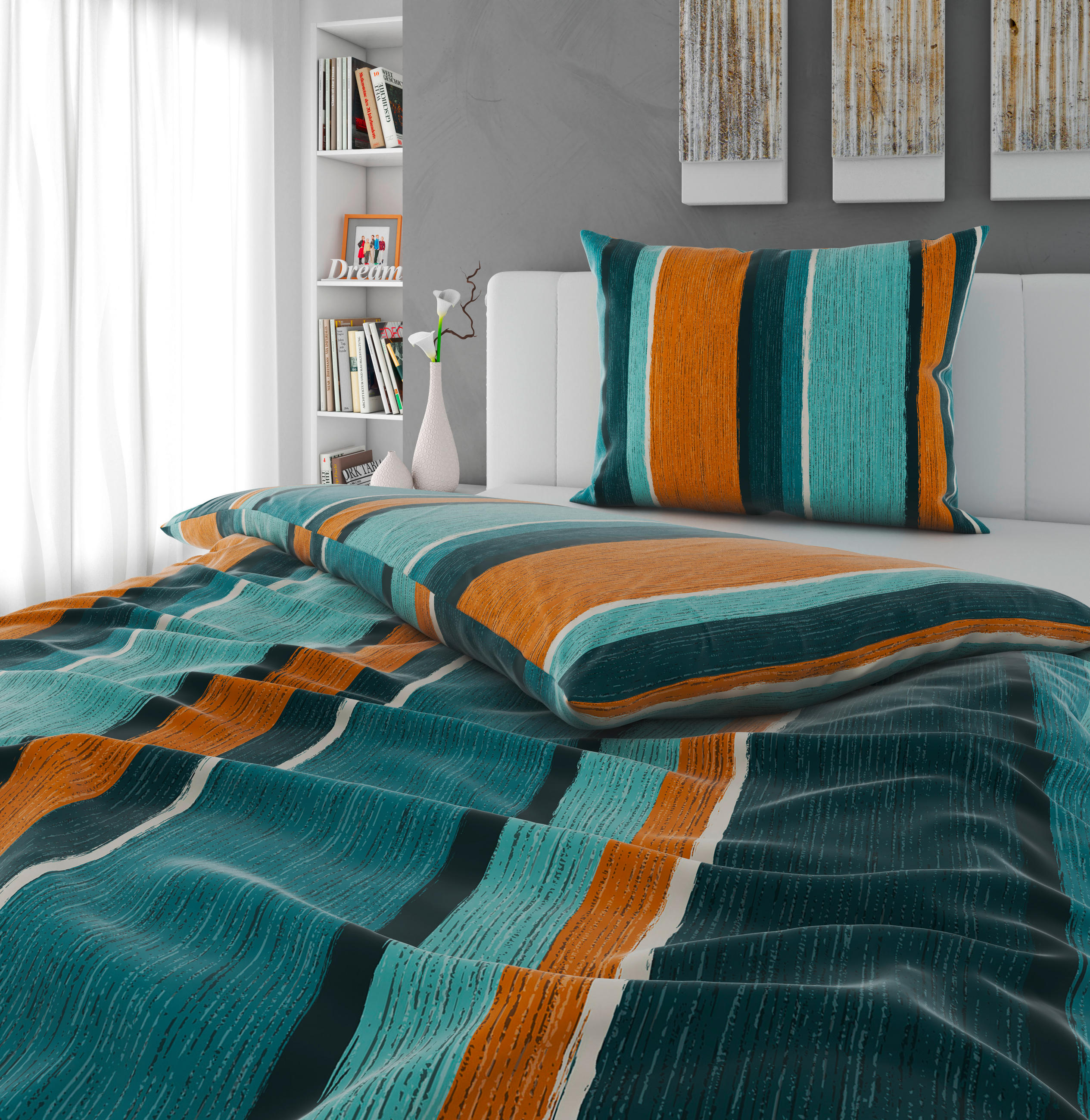 BETTWÄSCHE CUBY Satin 140/200 cm  - Petrol, KONVENTIONELL, Textil (140/200cm) - Novel