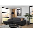 ECKSOFA in Flachgewebe Dunkelgrau  - Chromfarben/Dunkelgrau, KONVENTIONELL, Textil/Metall (175/268cm) - Carryhome