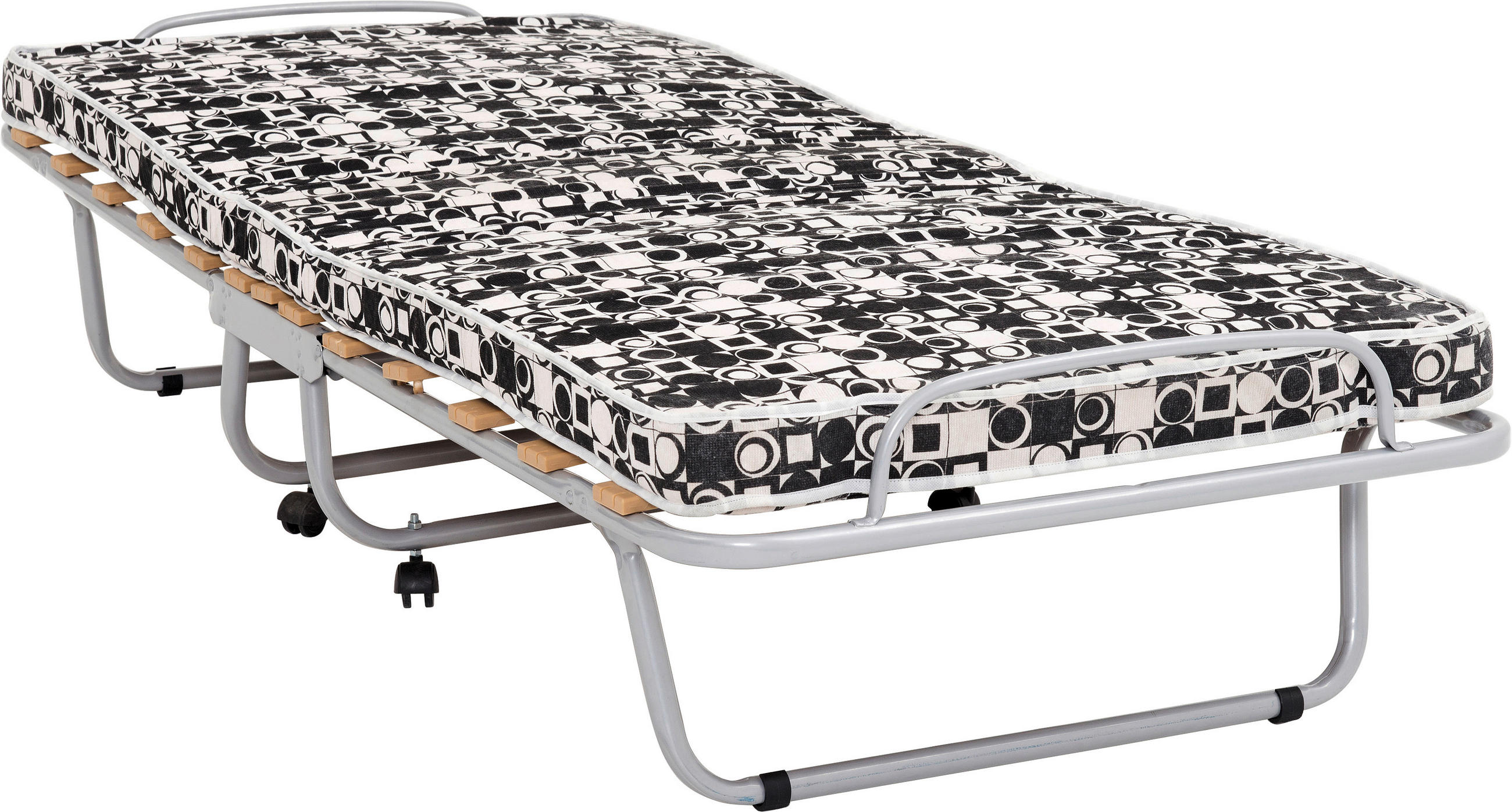 Klappbett in Metall Schwarz, Weiß, Alufarben