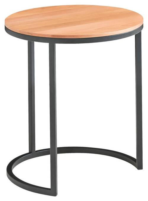 BEISTELLTISCH 39/39/48 cm Schwarz, Buchefarben rund  - Buchefarben/Schwarz, Design, Holz/Metall (39/39/48cm) - Johann Jakob