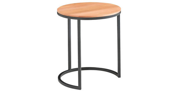 BEISTELLTISCH 39/39/48 cm Schwarz, Buchefarben rund  - Buchefarben/Schwarz, Design, Holz/Metall (39/39/48cm) - Johann Jakob