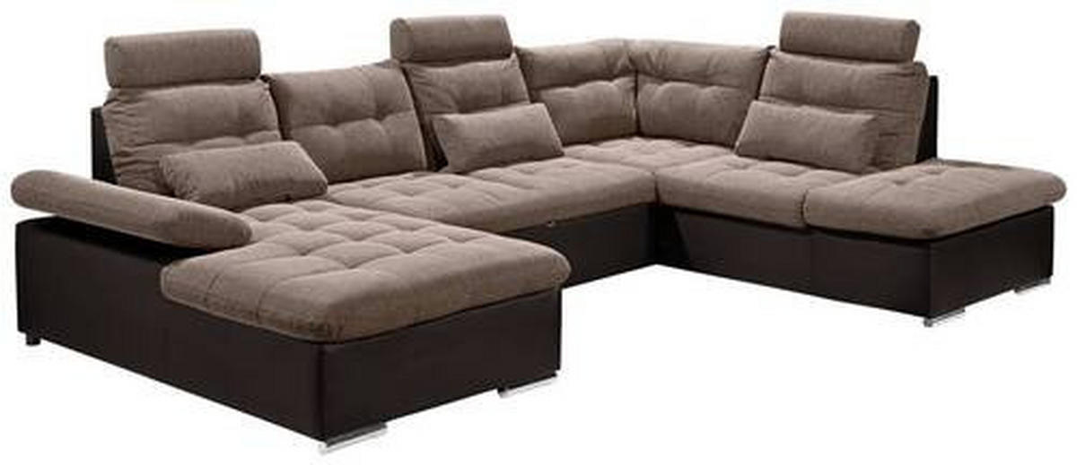 WOHNLANDSCHAFT Dunkelbraun, Hellbraun Webstoff  - Hellbraun/Dunkelbraun, MODERN, Textil (170/324/218cm) - MID.YOU