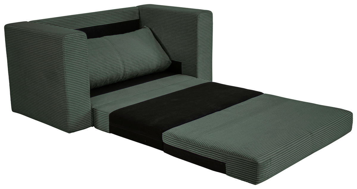 JUGEND- UND KINDERSOFA Cord Dunkelgrün  - Dunkelgrün/Schwarz, KONVENTIONELL, Textil (136/78/72cm) - Xora