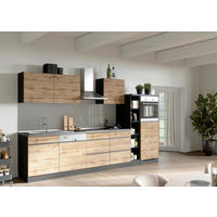 KÜCHENLEERBLOCK 330 cm   in Graphitfarben, Eiche Wotan  - Eiche Wotan/Graphitfarben, Design, Holzwerkstoff (330cm) - Held