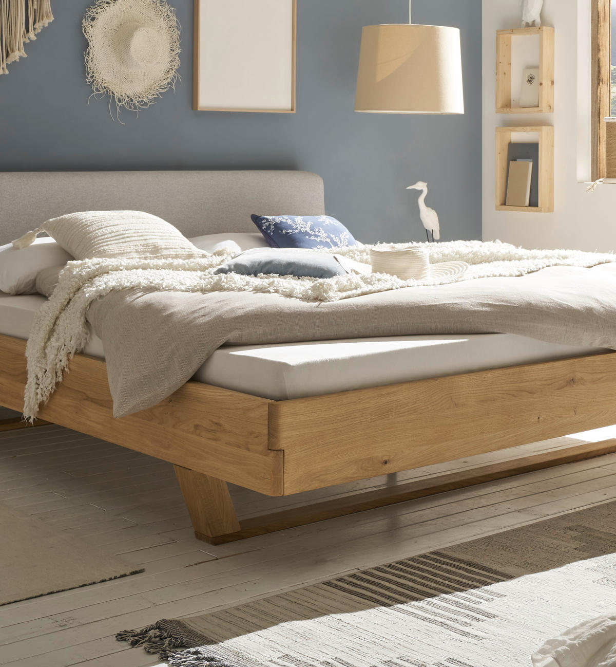 BETT 180/200 cm  in Fichtefarben  - Fichtefarben/Hellgrau, MODERN, Holz (180/200cm) - MID.YOU