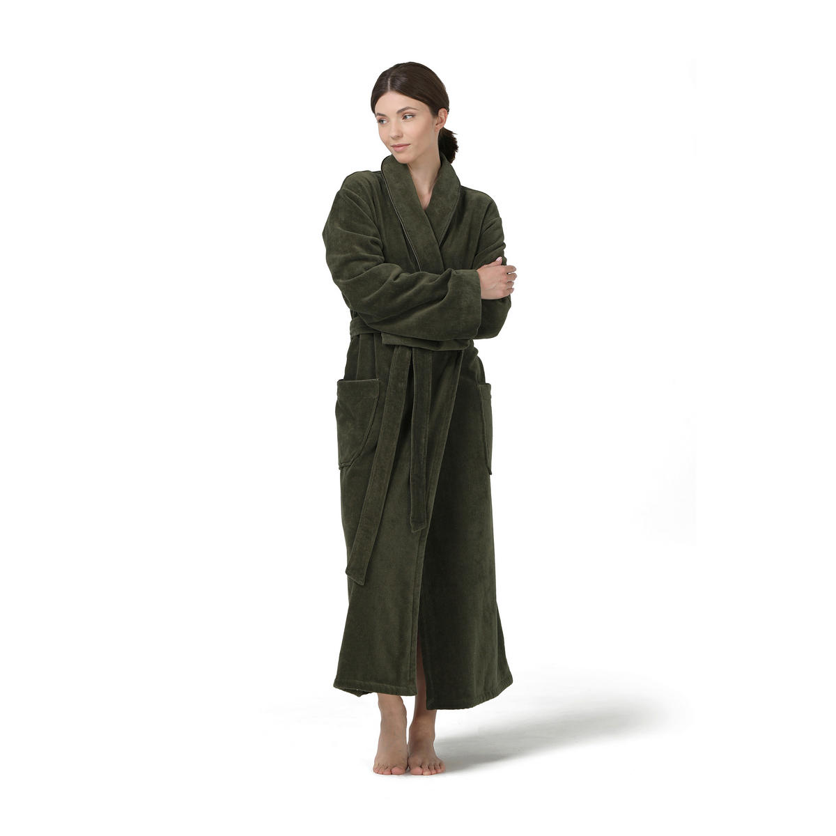 BADEMANTEL S Unisex  - Olivgrün, Basics, Textil (Snull) - Moeve