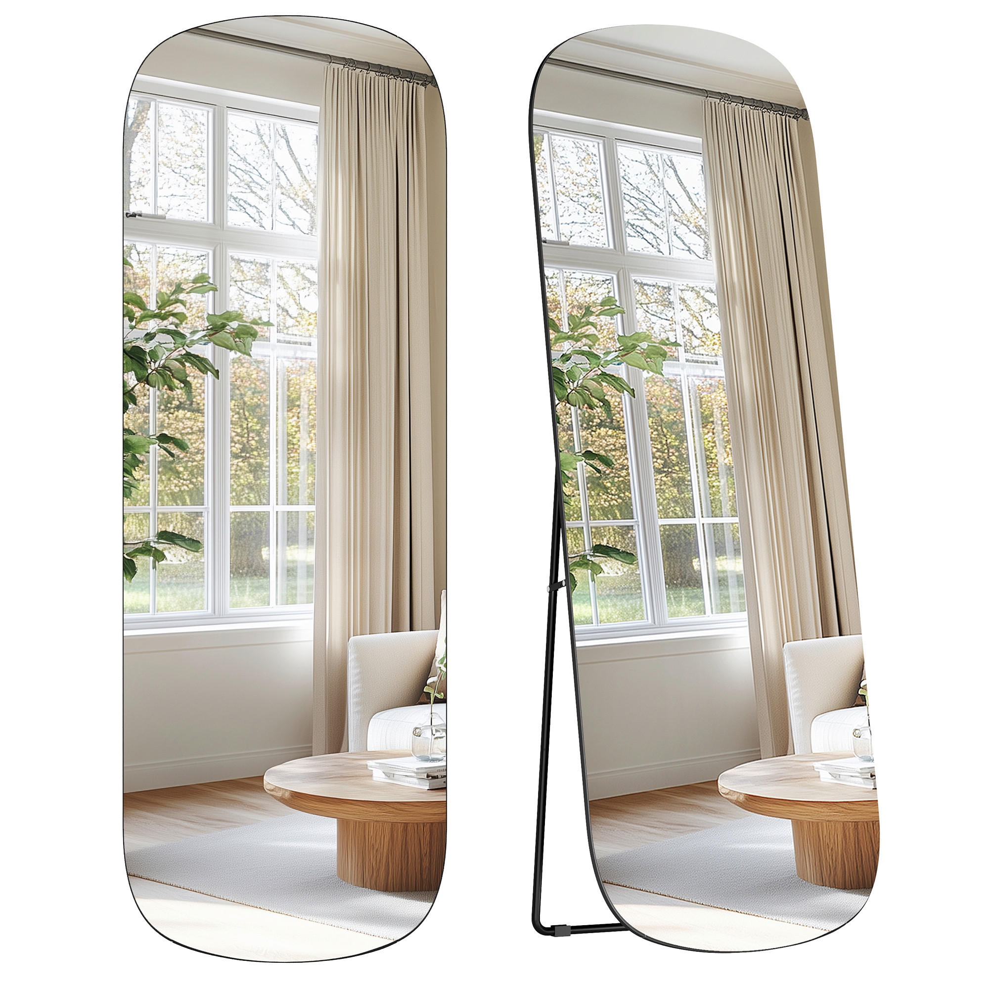 STANDSPIEGEL 50/160/37 cm  - Schwarz, Trend, Glas/Holzwerkstoff (50/160/37cm) - Boxxx