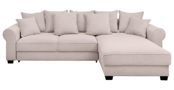 ECKSOFA Rosa Cord  - Schwarz/Rosa, KONVENTIONELL, Kunststoff/Textil (318/197cm) - Hom`in