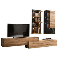WOHNWAND 4-teilig  in Anthrazit, Eichefarben  303/207/53 cm  - Eichefarben/Anthrazit, Design, Glas/Holz (303/207/53cm) - Schöner Wohnen