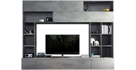 WOHNWAND 5-teilig in Hellgrau, Dunkelgrau 277/209/40 cm - Dunkelgrau/Hellgrau, MODERN, Holzwerkstoff/Kunststoff (277/209/40cm) - Carryhome