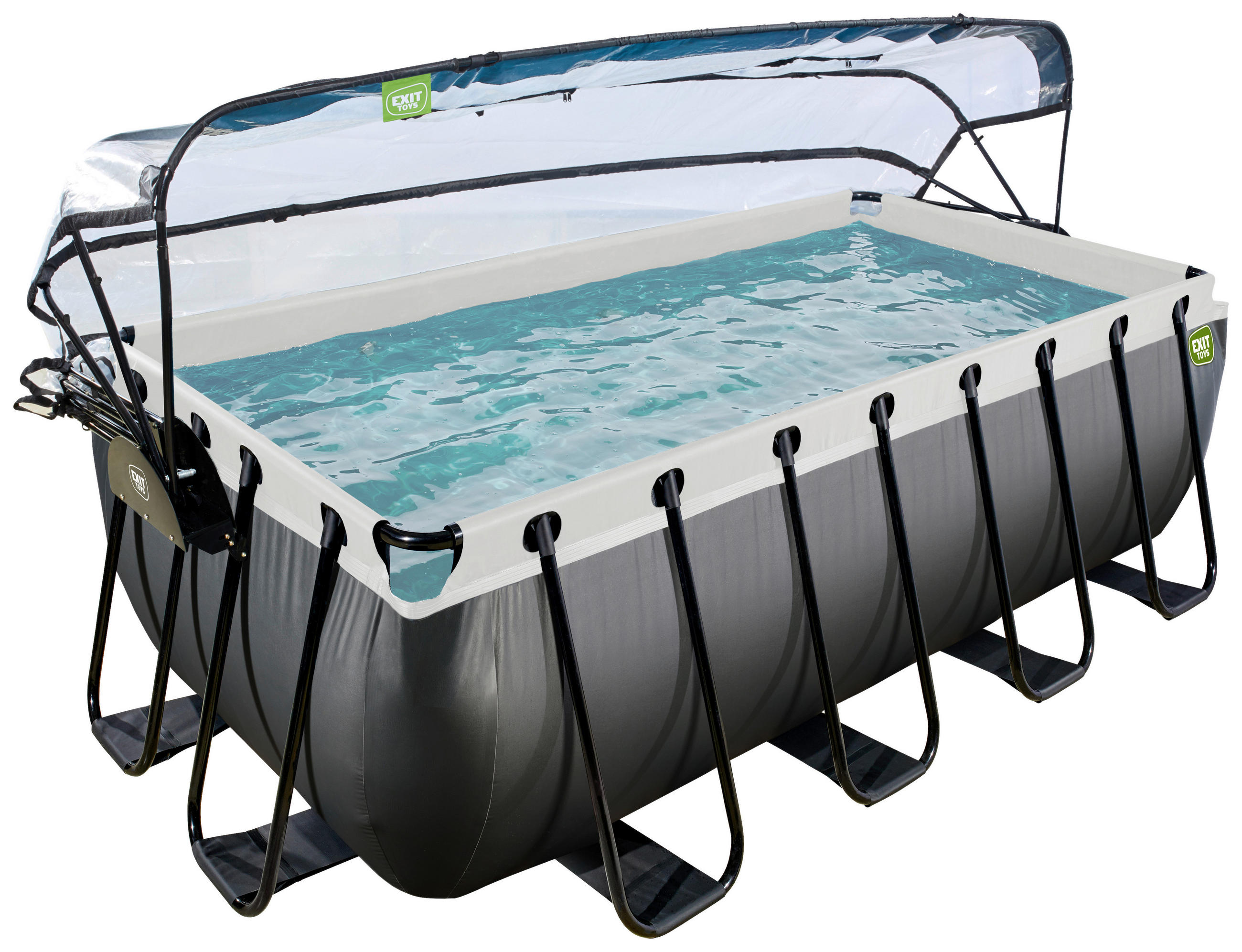 POOL 400/200/122 cm  - Anthrazit, Konventionell, Kunststoff/Metall (400/200/122cm) - EXIT Toys