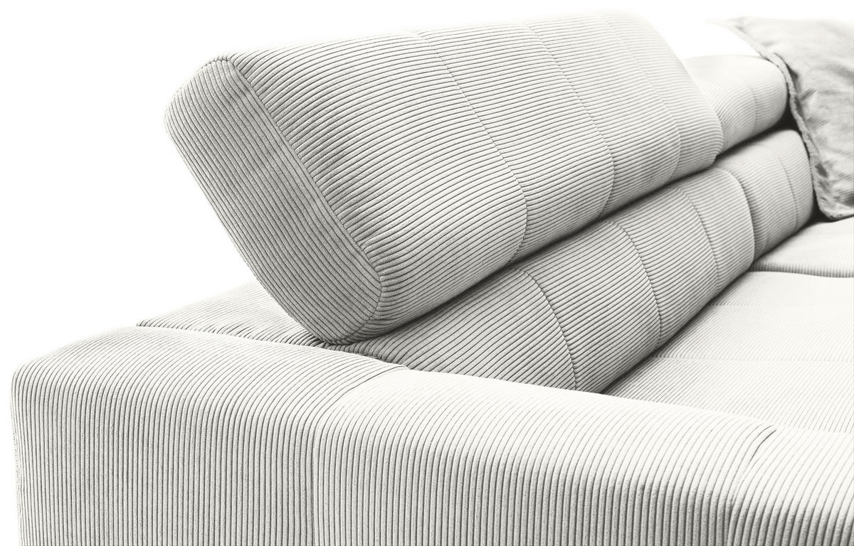 ECKSOFA in Cord Weiss  - Weiss/Schwarz, Konventionell, Textil/Metall (311/219cm) - Hom`in