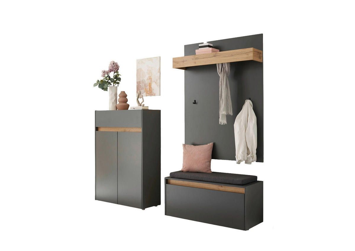 GARDEROBE 4-teilig  in 185/200/40 cm  - Anthrazit/Eiche Wotan, Design, Holzwerkstoff/Textil (185/200/40cm) - Modante