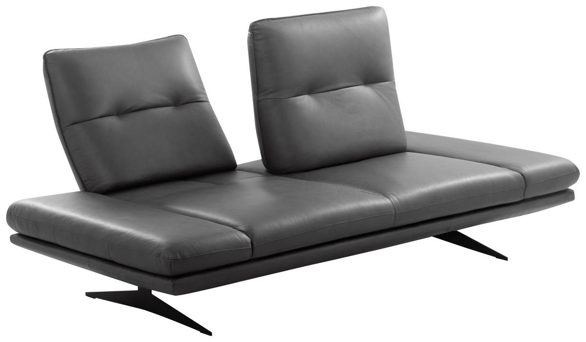 2,5-SITZER Echtleder Dunkelgrau  - Dunkelgrau/Schwarz, Design, Leder/Metall (218/95/107cm) - Celina Home