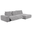 ECKSOFA in Velours Silberfarben  - Silberfarben/Schwarz, Design, Kunststoff/Textil (342/174cm) - Xora