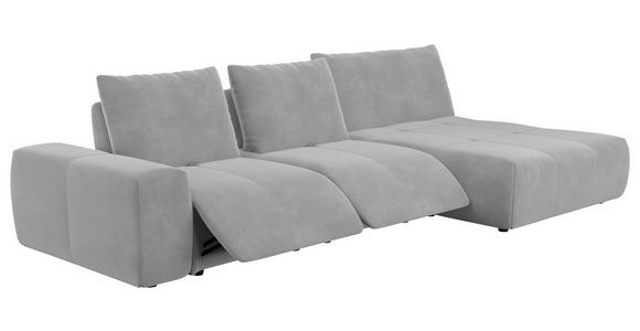 ECKSOFA in Velours Silberfarben  - Silberfarben/Schwarz, Design, Kunststoff/Textil (342/174cm) - Xora