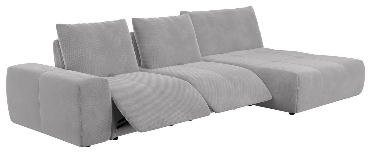 ECKSOFA in Velours Silberfarben  - Silberfarben/Schwarz, Design, Kunststoff/Textil (347/174cm) - Xora