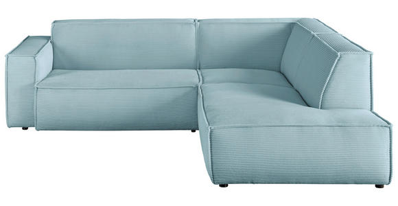 ECKSOFA in Cord Hellblau  - Schwarz/Hellblau, KONVENTIONELL, Kunststoff/Textil (254/224cm) - Hom`in