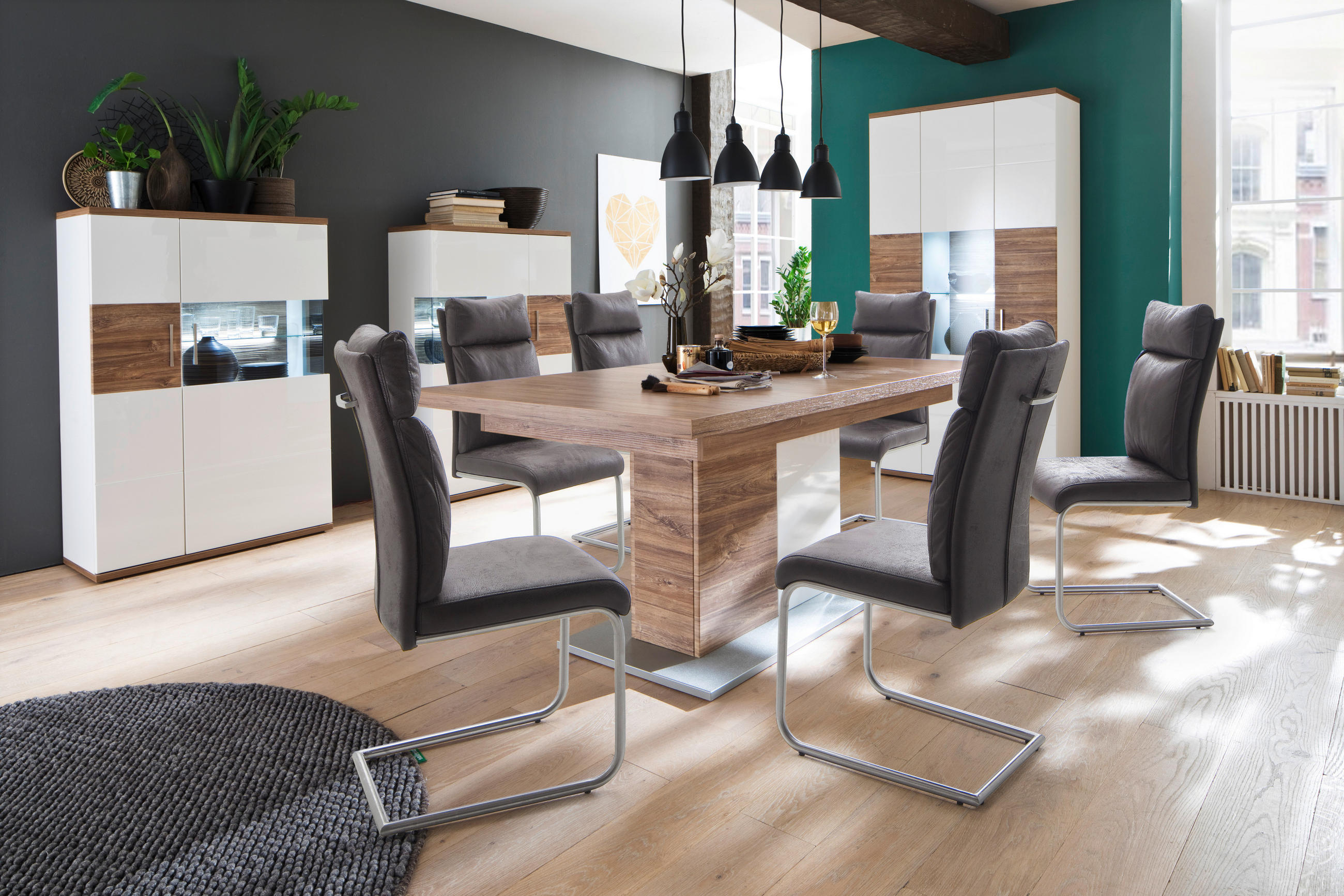 ESSTISCH in Holzwerkstoff 180-230/100/77 cm  - Weiss/Eichefarben, Design, Holzwerkstoff (180-230/100/77cm) - Livetastic