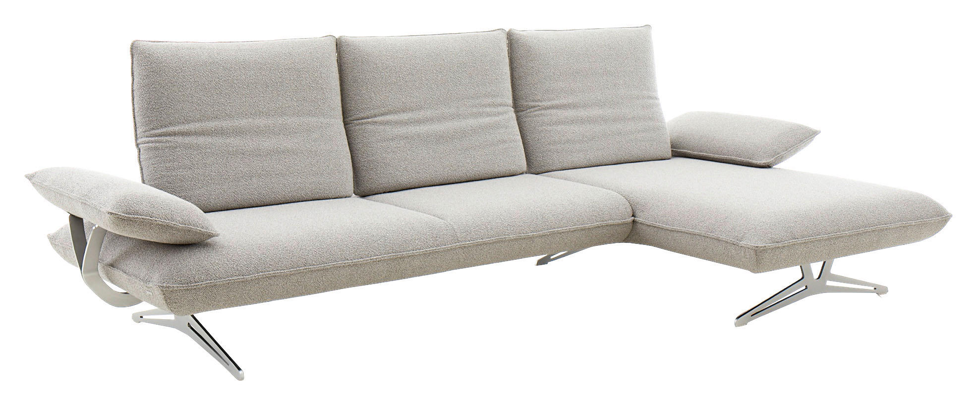 ECKSOFA Grau Flachgewebe  - Edelstahlfarben/Grau, Design, Textil/Metall (316/161cm) - Koinor