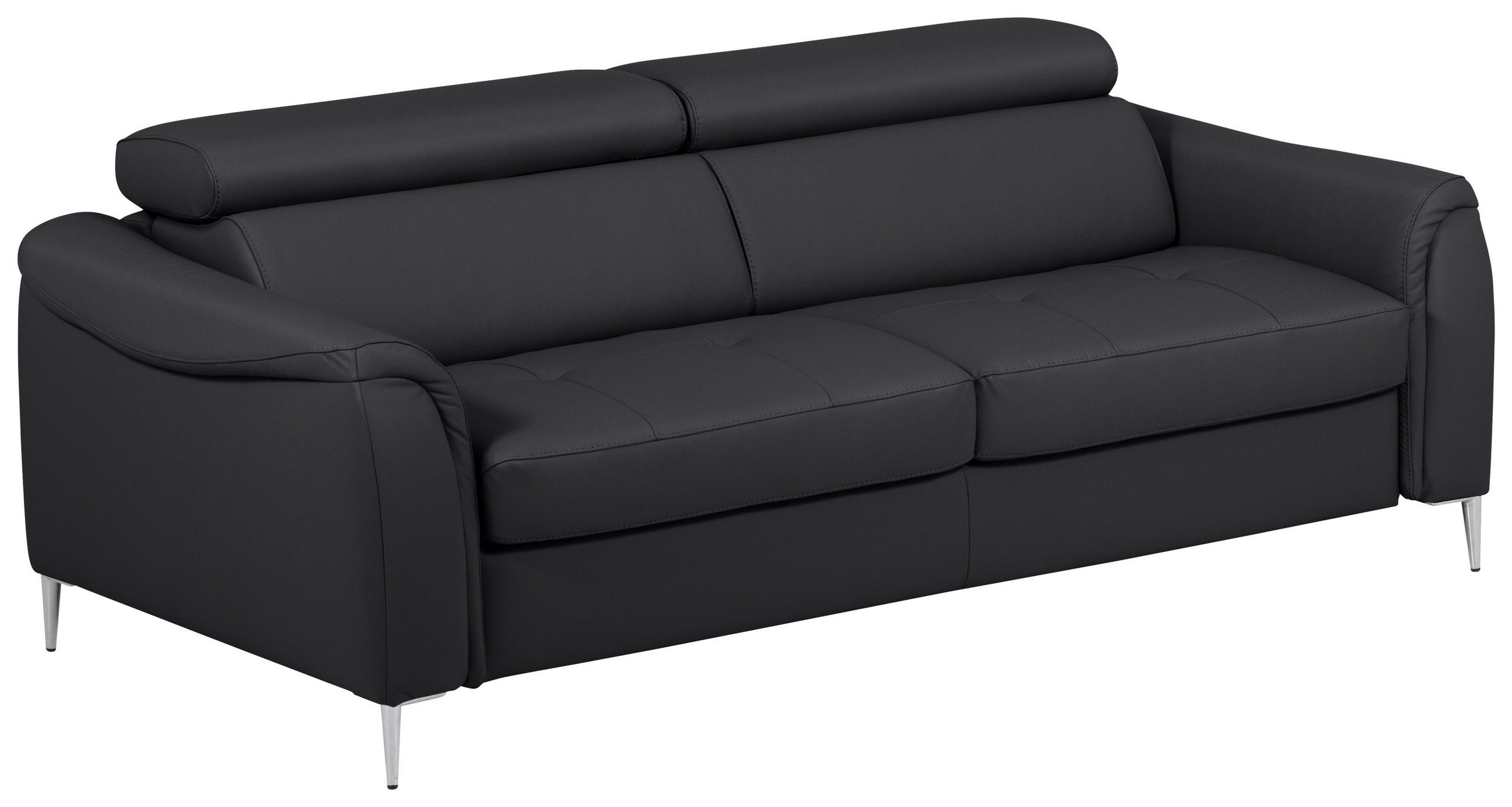 SCHLAFSOFA Schwarz Echtleder Lederlook  - Schwarz, Design, Leder/Textil (203/77-98/103cm) - MID.YOU