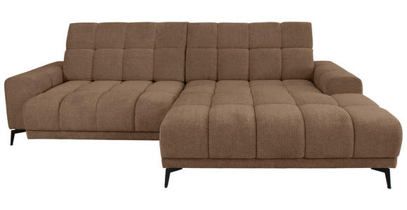 ECKSOFA inkl.Funktionen Hellbraun Chenille  - Hellbraun/Schwarz, MODERN, Textil/Metall (300/195cm) - Xora