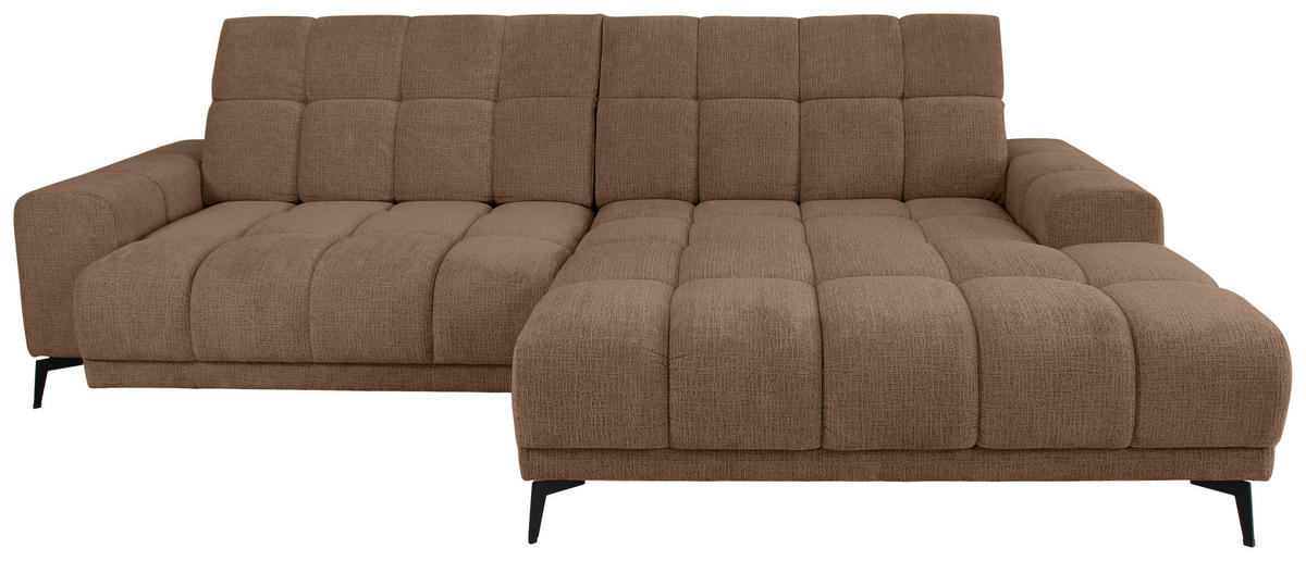 ECKSOFA inkl.Funktionen Hellbraun Chenille  - Hellbraun/Schwarz, MODERN, Textil/Metall (300/195cm) - Xora