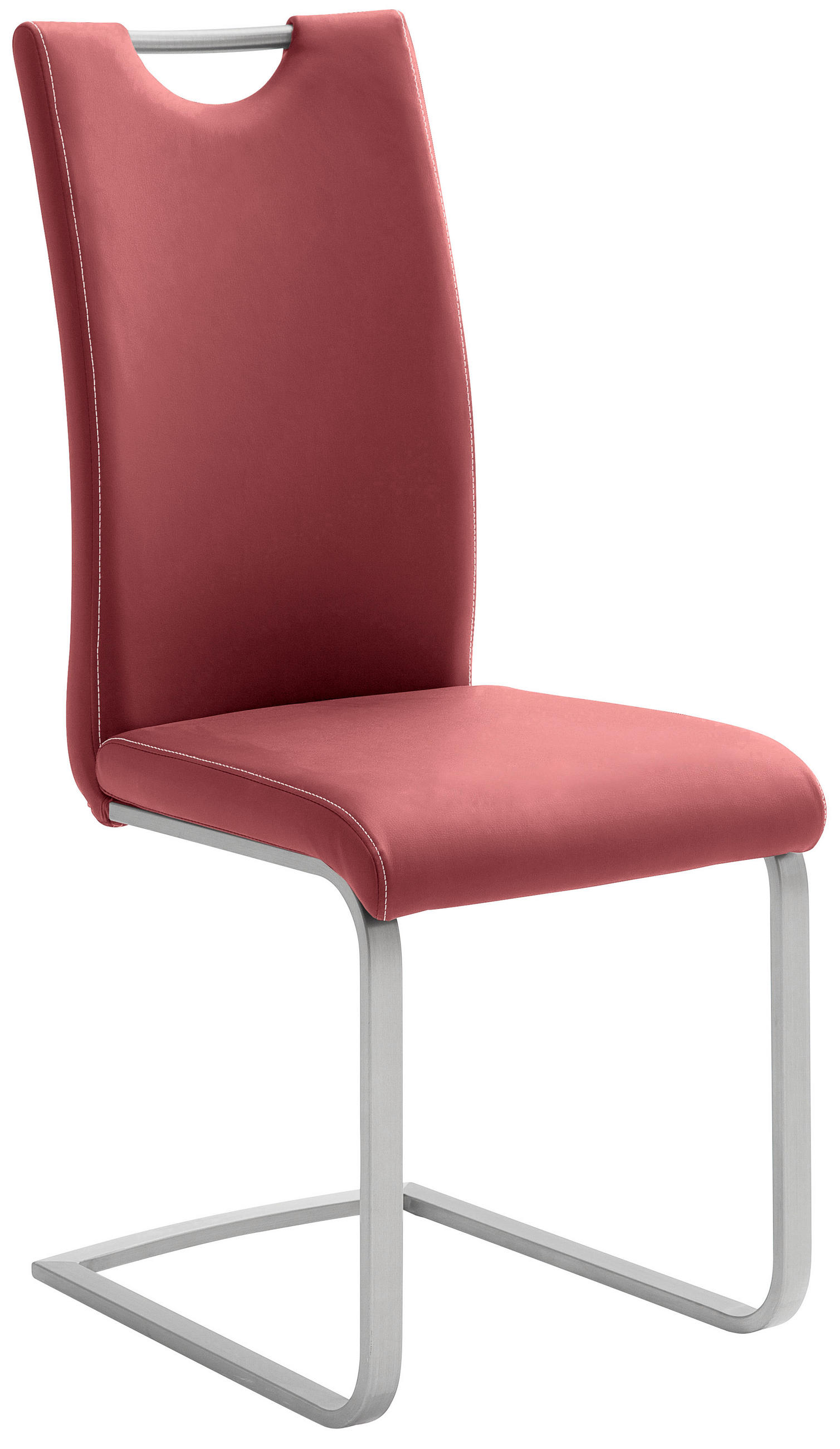 SCHWINGSTUHL  in Edelstahl Lederlook  - Edelstahlfarben/Bordeaux, Design, Textil/Metall (42/103/55cm) - Novel