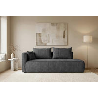 RÉCAMIERE HEVIA in Bouclé Grau  inkl.  - Schwarz/Grau, Design, Kunststoff/Textil (98/97/235cm) - MID.YOU