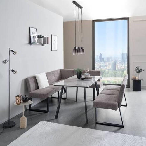 ECKBANK 190/150 cm in Grau - Schwarz/Grau, MODERN, Textil/Metall (190/150cm) - MID.YOU