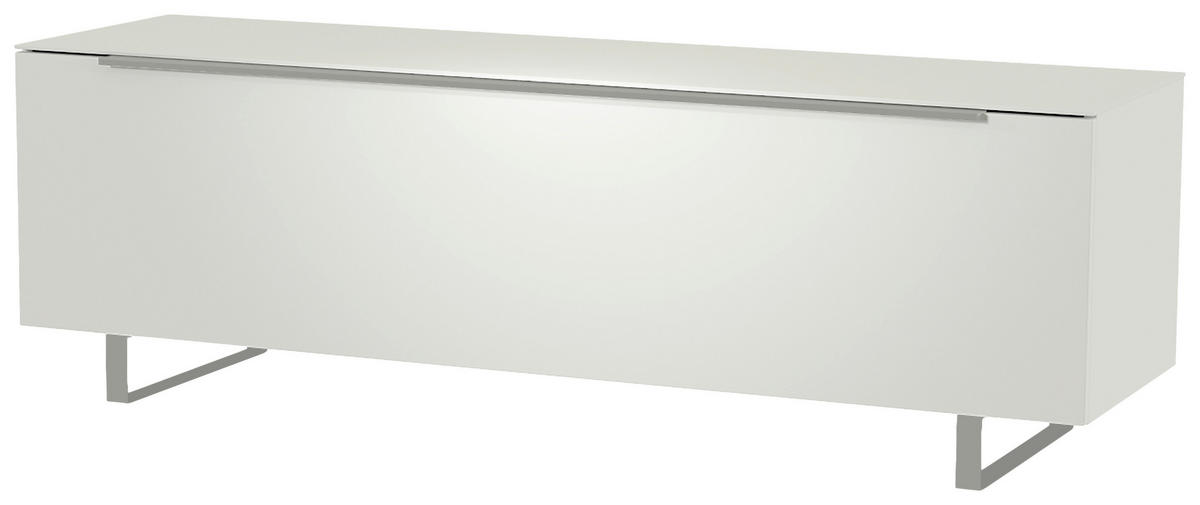LOWBOARD Weiss, Alufarben  160/51/45 cm  - Weiss/Alufarben, Design, Glas/Holzwerkstoff (160/51/45cm) - Moderano