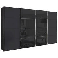 SCHWEBETÜRENSCHRANK  in Graphitfarben, Schwarz  - Chromfarben/Graphitfarben, KONVENTIONELL, Glas/Holzwerkstoff (361/235/68cm) - Novel