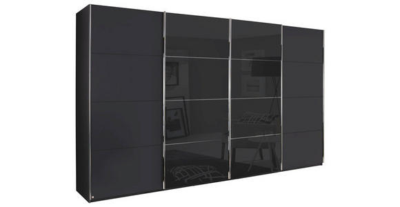 SCHWEBETÜRENSCHRANK 271/223/68 cm 4-türig Graphitfarben, Schwarz - Chromfarben/Graphitfarben, KONVENTIONELL, Glas/Holzwerkstoff (271/223/68cm) - Novel