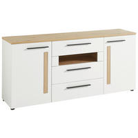 COMODĂ 180/81/44 cm  - alb/culoare lemn stejar, Modern, plastic/material pe bază de lemn (180/81/44cm) - Livetastic