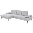 ECKSOFA in Chenille, Mikrofaser Hellgrau  157/299 cm  - Hellgrau/Schwarz, Design, Textil/Metall (157/299cm) - Dieter Knoll