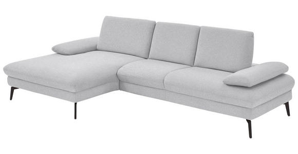 ECKSOFA in Chenille, Mikrofaser Hellgrau 157/299 cm - Hellgrau/Schwarz, Design, Textil/Metall (157/299cm) - Dieter Knoll