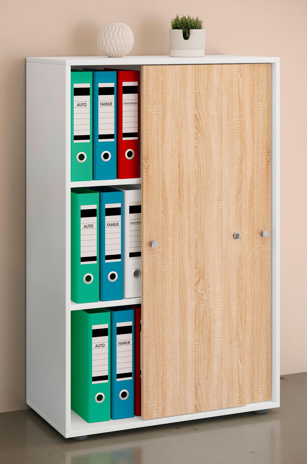AKTENSCHRANK 70/110/39 cm  - Weiss/Sonoma Eiche, Design, Holzwerkstoff (70/110/39cm) - MID.YOU